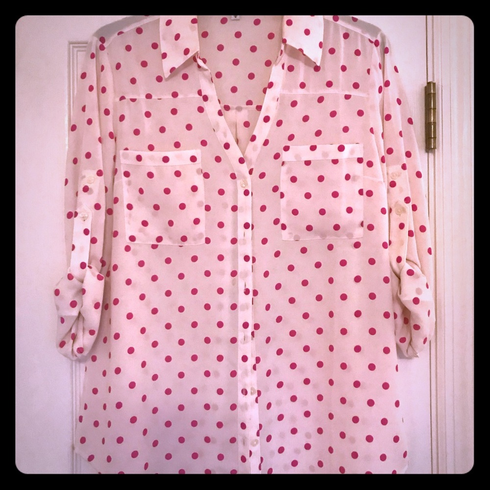 Button down polka dot blouse